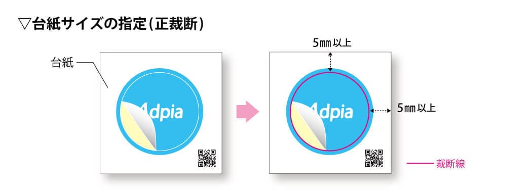 台紙のサイズ指定 正裁断 台紙のサイズ指定 正裁断